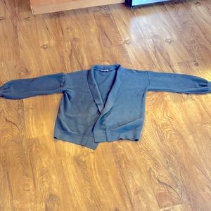 AnnTaylor LOFT blue grey shawl collar knit cardigan size large
